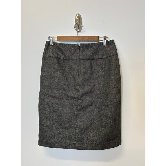 J. Crew Grey Virgin Wool & Metallic Box Pleat Pencil Skirt with Pockets Size 10 - Picture 6 of 7